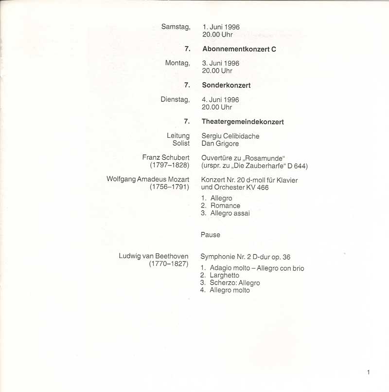 Programmheft letztes Konzert